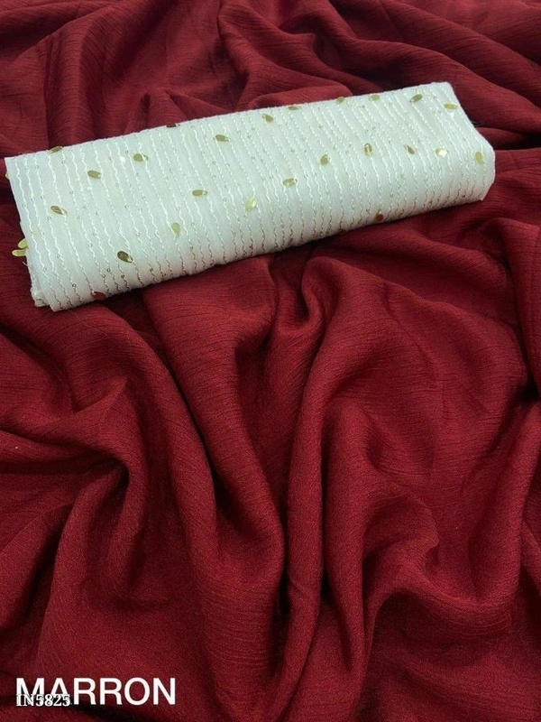 CHINON CHIFFON SAREE**Quality- soft Chinnon chiffon saree**Blouse - Crochett sequence embroidery Georgett blouse * - multicolored