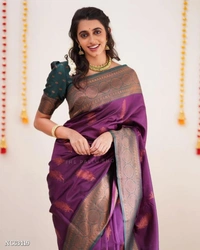 LICHI  Fabric - LICHI Silk Saree BLOUSE:-CONTRAST BLOUSE 👚 WITH SELF WEAVING BUTTI Technique -* - multicolored, Free Size