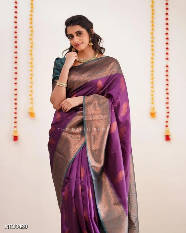 LICHI  Fabric - LICHI Silk Saree BLOUSE:-CONTRAST BLOUSE 👚 WITH SELF WEAVING BUTTI Technique -* - multicolored, Free Size