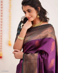 LICHI  Fabric - LICHI Silk Saree BLOUSE:-CONTRAST BLOUSE 👚 WITH SELF WEAVING BUTTI Technique -* - multicolored, Free Size