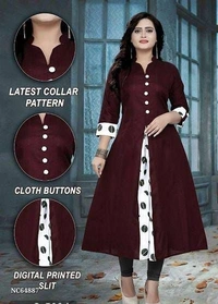 Kurta  Slit Cotton Solid Design Kurtis**Slit Cotton Solid Designer Kurtis* - multicolored, M-38.0 Inches