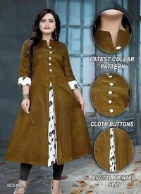 Kurta  Slit Cotton Solid Design Kurtis**Slit Cotton Solid Designer Kurtis* - multicolored, 2XL-44.0 Inches