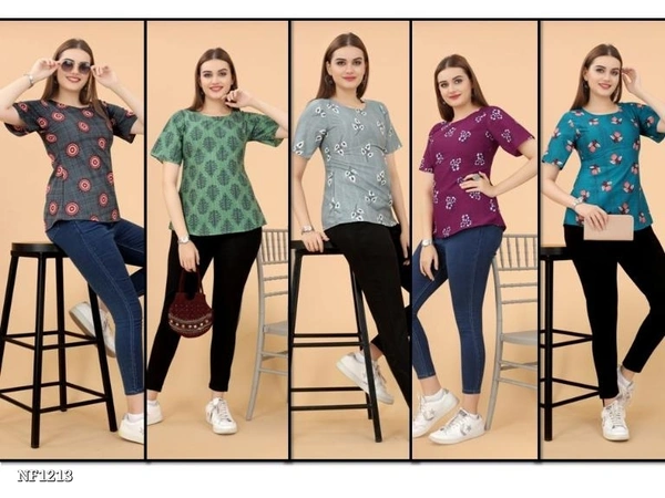Casual  Printed Tops Western Wear Combo  - multicolored, L