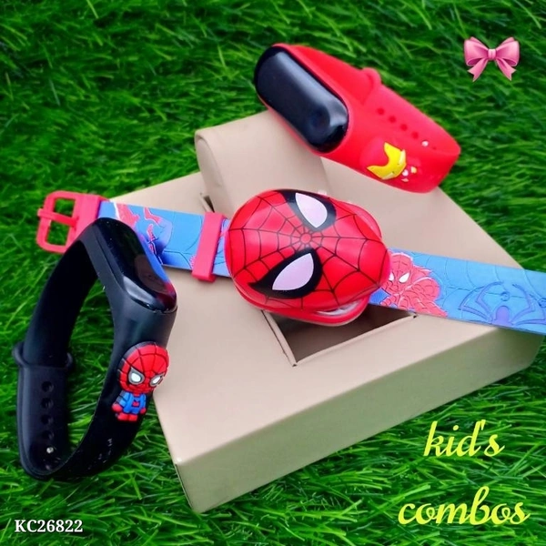 Catalog Name: *🇨🇩 SUPER SUNDAY COMBO SALE 🇨🇩*💞 new light kid's combos 💞 1watch with 2 led free  - multicolored