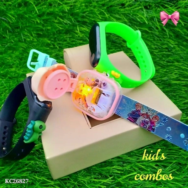 Catalog Name: *🇨🇩 SUPER SUNDAY COMBO SALE 🇨🇩*💞 new light kid's combos 💞 1watch with 2 led free  - multicolored