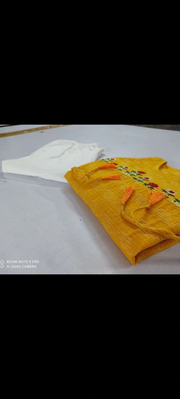 Kurta  Catalog Name: *Cotton embroidered kurti with pant** - multicolored, Kurti -43 Inches