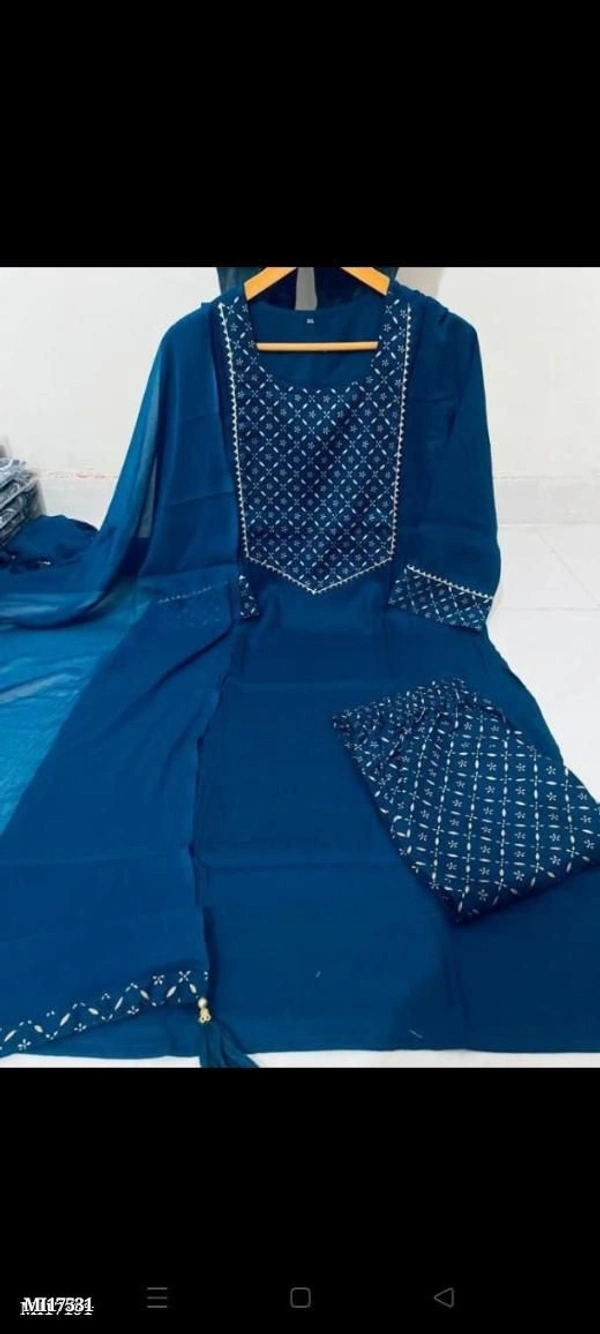 Kurta  Beautiful heavy Rayon gold print work kurti pant with dupatta** - multicolored, L