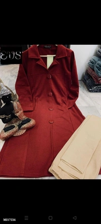 Rayon  *woolen coat style kurta with collar and front buttons with woolen pant* - multicolored, XL