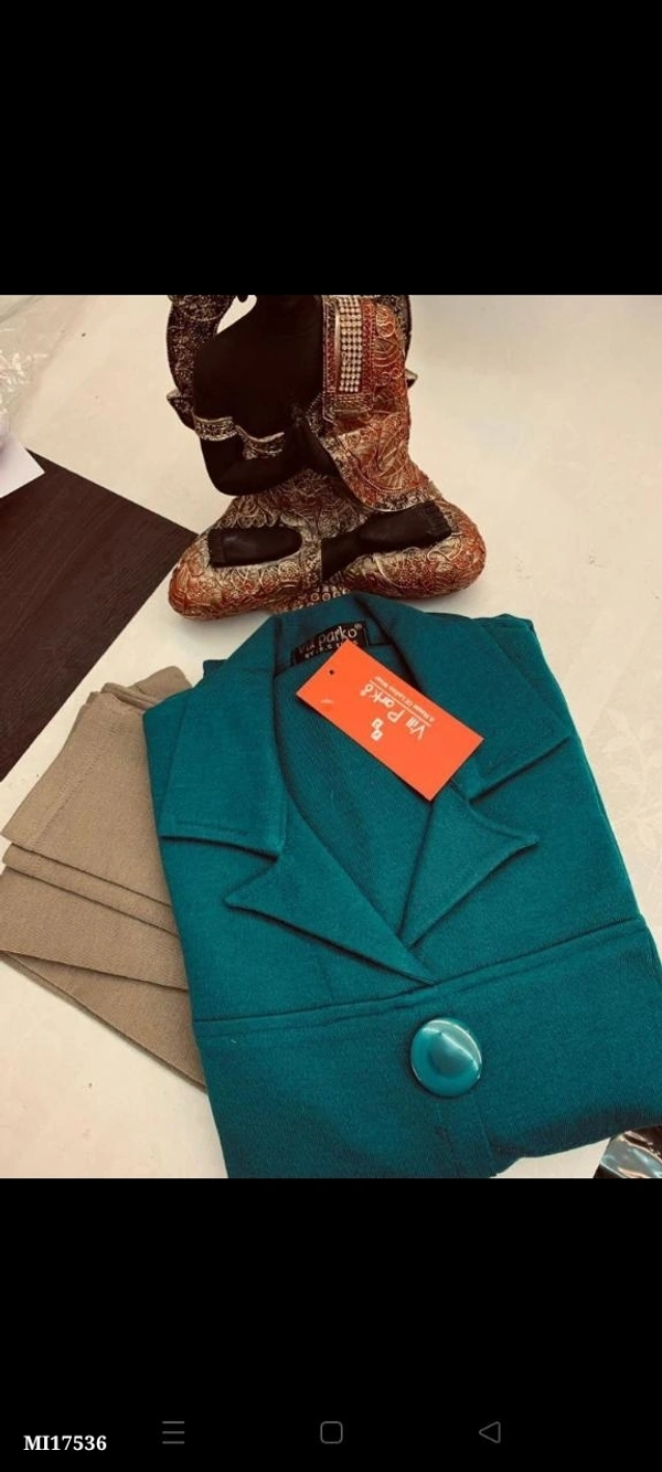 Rayon  *woolen coat style kurta with collar and front buttons with woolen pant* - multicolored, XL