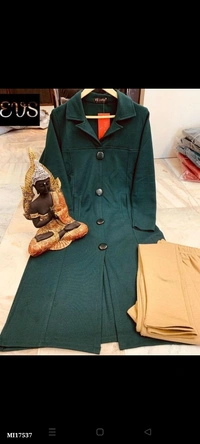 Rayon  *woolen coat style kurta with collar and front buttons with woolen pant* - multicolored, XL
