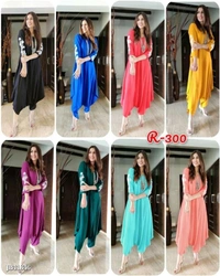 Dhoti jumpsuit with a concealed zip in the front. Embroidery on the sleeves.other name of comfort* - multicolored, Sizes-(34-44)(XS-XXL)plus