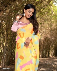 Georgette Saree  - multicolored, Free Size