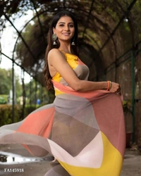 Georgette Saree  - multicolored, Free Size
