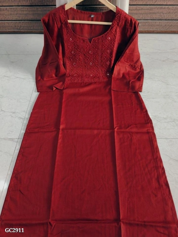 Rayon  Beautiful Heavy Embroidery kurti**Premium quality - multicolored, L