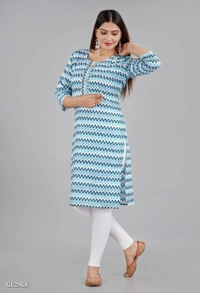 Rayon  Cotton Straight Kurti  - White, XL