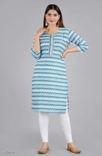 Rayon  Cotton Straight Kurti  - White, XXL