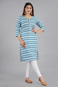 Rayon  Cotton Straight Kurti  - White, XXL