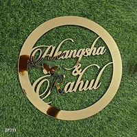 Custom  CUSTOMIZED GOLDEN ACRYLIC COUPLE NAME ( WALL HANGING) 12 X 12 INCH* - Golden Fizz, 12X12 INCHES