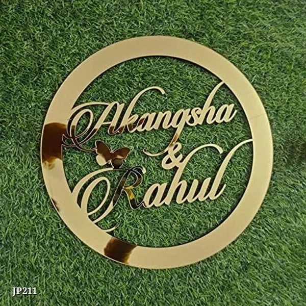 Custom  CUSTOMIZED GOLDEN ACRYLIC COUPLE NAME ( WALL HANGING) 12 X 12 INCH* - Golden Fizz, 12X12 INCHES