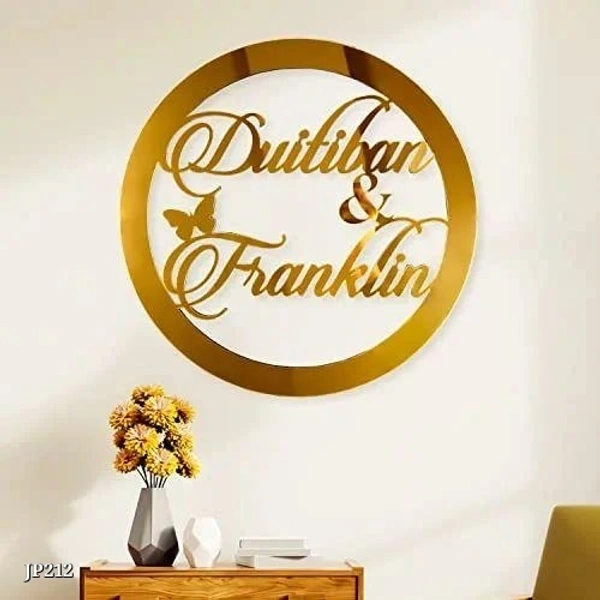 Custom  CUSTOMIZED GOLDEN ACRYLIC COUPLE NAME ( WALL HANGING) 12 X 12 INCH* - Golden Fizz, 12X12 INCHES