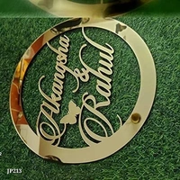 Custom  CUSTOMIZED GOLDEN ACRYLIC COUPLE NAME ( WALL HANGING) 12 X 12 INCH* - Golden Fizz, 12X12 INCHES