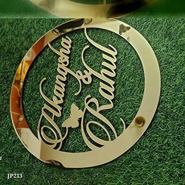 Custom  CUSTOMIZED GOLDEN ACRYLIC COUPLE NAME ( WALL HANGING) 12 X 12 INCH* - Golden Fizz, 12X12 INCHES
