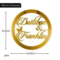 Custom  CUSTOMIZED GOLDEN ACRYLIC COUPLE NAME ( WALL HANGING) 12 X 12 INCH* - Golden Fizz, 12X12 INCHES