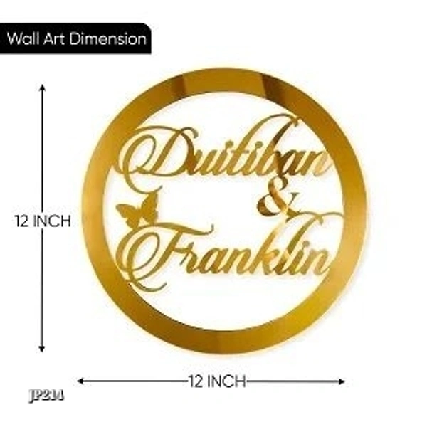 Custom  CUSTOMIZED GOLDEN ACRYLIC COUPLE NAME ( WALL HANGING) 12 X 12 INCH* - Golden Fizz, 12X12 INCHES
