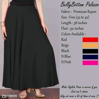 Palazoo  : *🌛 PLAZO 🌛**Bellybottom Palazzo* - Red, FREE SIZE -32-42