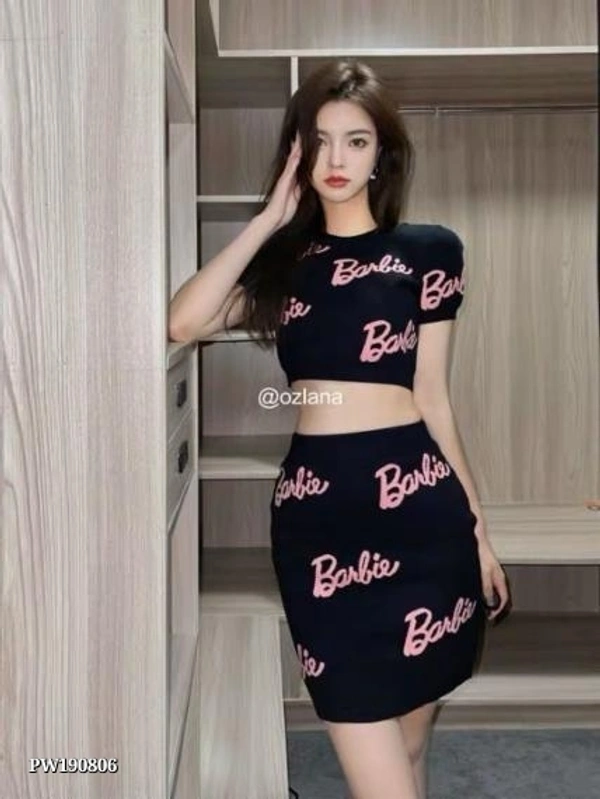 Croptops  *🙈 2 PIECE SET 🙈*👗 *Beautiful Summer Y2K Black Women Two Piece Sets Fashion Letters Knitted Crop Tops + High Waist Mini Skirts* 👗 - Red, FREE SIZE -Up -34