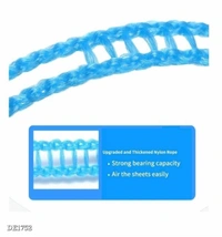 Windproof Anti-Slip Clothes Washing Line Drying Nylon Rope with Hooks* - Blue