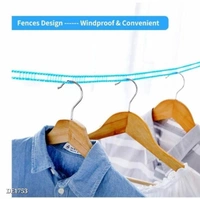 Windproof Anti-Slip Clothes Washing Line Drying Nylon Rope with Hooks* - Green
