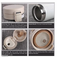 Insulated Coffee Cup with Leakproof Lid (White)* - Silver