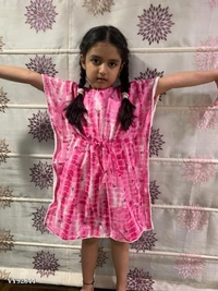  *tir and dye kaftan for kid*Ready to ship - Pink Flamingo, 4-6