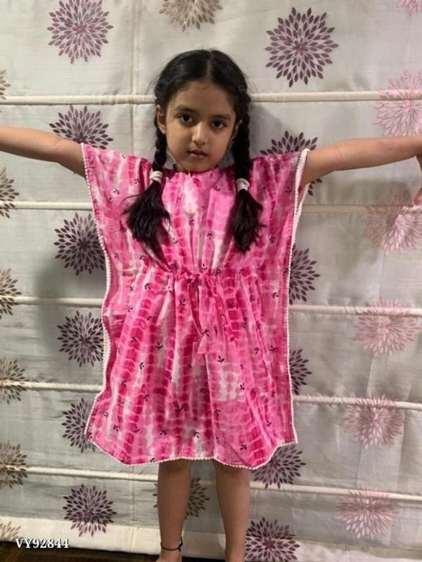  *tir and dye kaftan for kid*Ready to ship - Pink Flamingo, 4-6