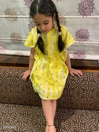  *tir and dye kaftan for kid*Ready to ship - Yellow, 8-10