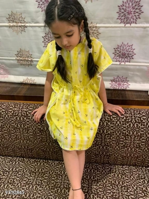  *tir and dye kaftan for kid*Ready to ship - Yellow, 8-10