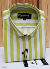 MASTINO PREMIUM LYCRA STRIPES SHIRT**M MASTINO**PREMIUM LINING LYCRA SHIRTS 👔* - Yellow, XL