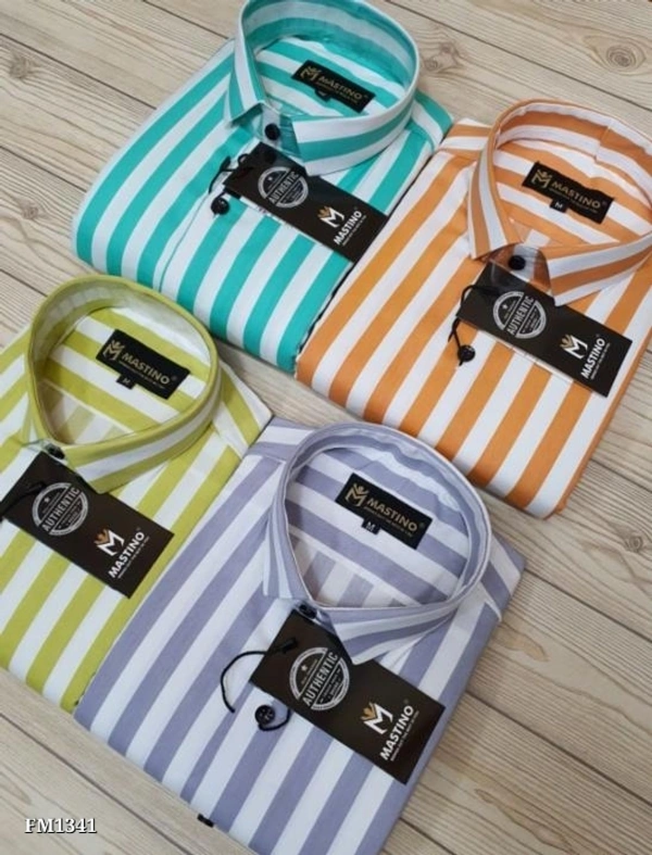 MASTINO PREMIUM LYCRA STRIPES SHIRT**M MASTINO**PREMIUM LINING LYCRA SHIRTS 👔* - Yellow, XL