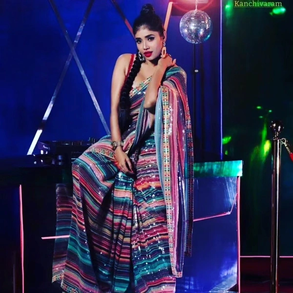 Georgette Saree  Georgett saree **Presenting you most beautiful seqwance saree collection * - multicolored, Free