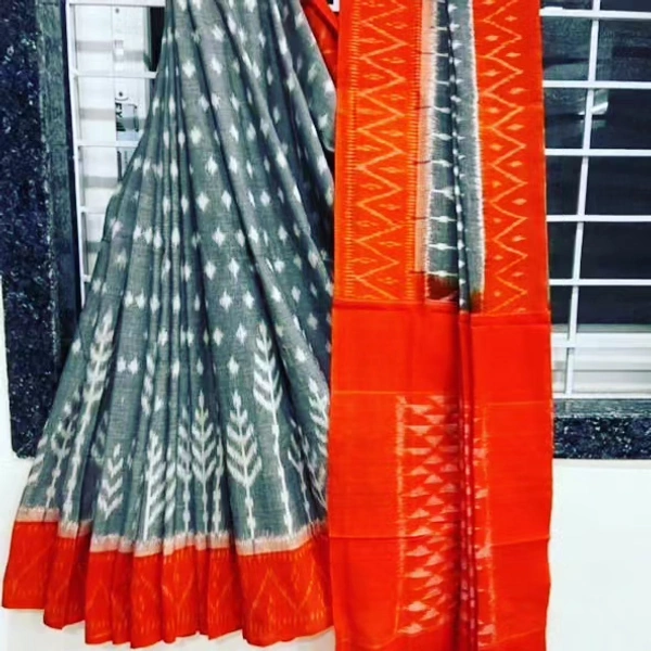 Georgette Saree  Plain linen saree **Saree Fabric* - Plain Linen *Work* - Digital Print. - multicolored, Free