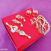 Rose gold  Catalog Name: *Jewellery Sett Sr*Beautiful AD Pendant set Combo With Chain - gold