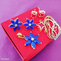 Rose gold  Catalog Name: *Jewellery Sett Sr*Beautiful AD Pendant set Combo With Chain - gold