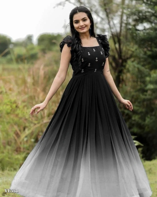 Faux  PREMIUM READYMADE DESIGNER GOWN COLLECTIONS Pedding gowns are the Suitable for women, It Shows the newly updated trend, It become aspirational for women to wear the best of gowns - livewear - Black, XXL