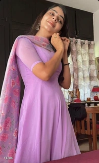 Faux  Catalog Name: *Gown With Dupatta*PREMIUM DESIGNER GOWN-DUPATAThis gown is fashioned on Faux Georgette which is lightweight and assures the wearer a perfect fit & comfort*GOWN  - Pink Lace, L