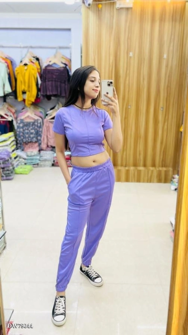 Co-ord  CROP TOP + LOWER ☘️Fabric : *IMPORTED - Black, Free