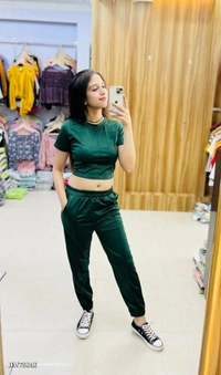 Co-ord  CROP TOP + LOWER ☘️Fabric : *IMPORTED - Black, Free