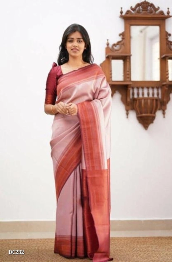 Kanchipuram  Catalog Name: *Soft Lichi Silk Sarees***Fabric  - Pesto, FREE