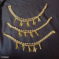 Gold  Catalog Name: *Personalized Whitemoti Bracelet**Rakshabandhan Offer*‼️ *white Moti bracelet for her*‼️👉Can be used as lumba and bracelet👉Price inclusive of 5 letters👉 Extra 50Rs. for each extra letter😊😄 - Golden Fizz, FREE