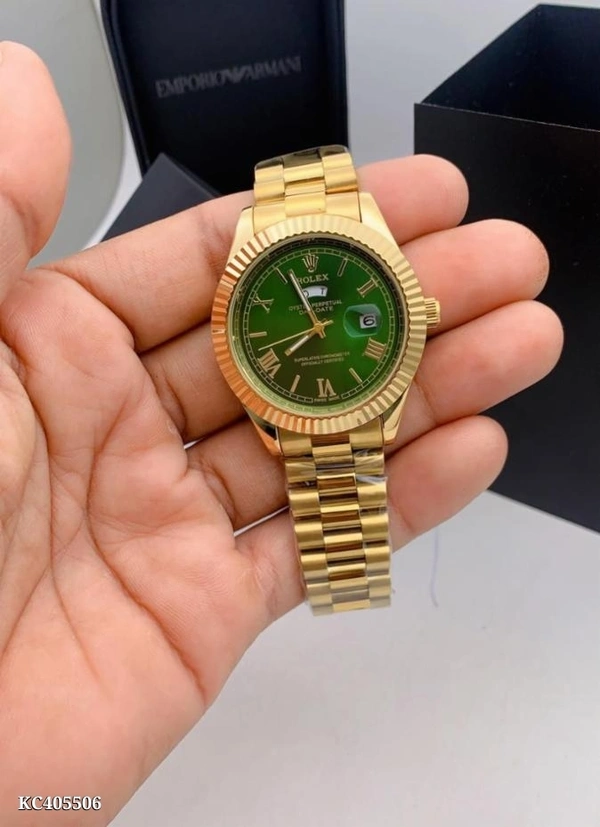 Rolex  Catalog Name: *Watch Men’s watch day and date working  - Golden Fizz, Free